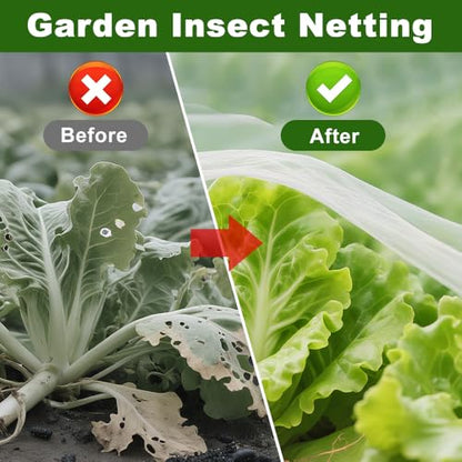 Agfabric Garden Netting 5'x100' Insect Pest Barrier Bird Netting for Garden Protection,Row Cover Mesh Netting for Vegetables Fruit Trees and Plants,White - size: 5'x100'