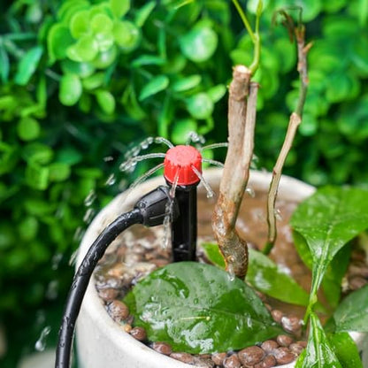 RedChili 50 Pieces Drip Emitters for 1/4" Drip Irrigation Tubing, Adjustable 360 Degree Stream Drip Emitters with Stake 360° Full Circle 8 Hole Stream Emitters Garden Irrigation Micro Drippers - size: 50P Multi-stream Emitter