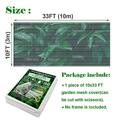 Garden Netting, Plant Covers 10x33Ft Net Ultra Fine Mesh Pest Barrier Net - size: 10ftx33ft