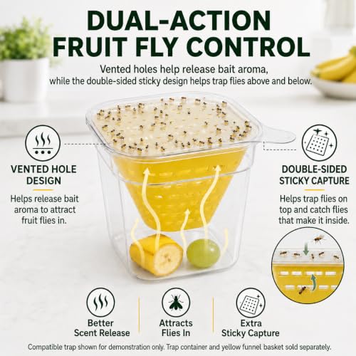 Fruit Fly Traps for Indoor, 24 Pack DIY Cup Cover Gnats Traps for House - Double-Sided Sticky - Easy Setup in Seconds - size: 24PCS Sticky Trap