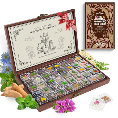 Lush&Dew Ancestral Apothecary Medicinal Tea Herb Seed Chest, Gardening Gift - style: Medicinal Herbs