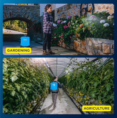 Matabi e15 LTC Battery Powered Pump Sprayer 3,9-Gal - Removable 20V Li-Ion Battery - Up to 100Gal Autonomy - Electronic LTC Control - Ergonomic Straps - Includes 4 Nozzles - Agriculture and Gardening