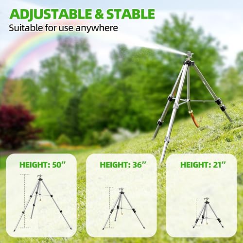 SPECILITE Brass Impact Sprinkler on Tripod Base, Waters up to 90ft, 50 inch