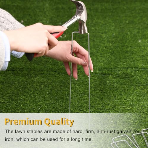 HongWay 120 Pack Landscape Staples 8 Inch, Galvanized Garden Stakes - size: 8 Inch, 120pcs