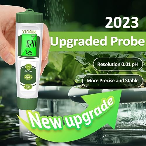 YINMIK pH EC Meter for Water Hydroponics, Digital PPM Meter for Nutrients - color: Green