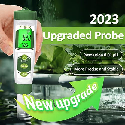 YINMIK pH EC Meter for Water Hydroponics, Digital PPM Meter for Nutrients - color: Green