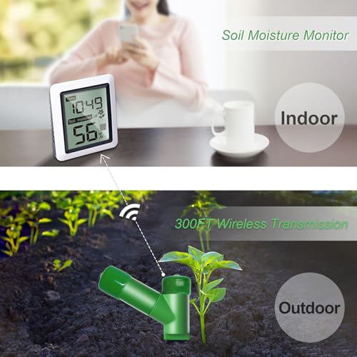 ECOWITT WH0291 Soil Moisture Tester Plant Soil Moisture Sensor Meter with Digital LCD Display - color: WH0291B