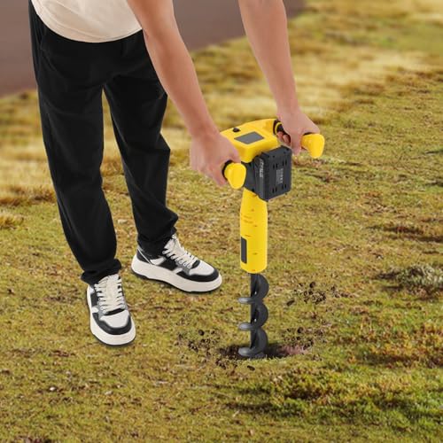 20V Cordless Electric Post Hole Digger with Auger Bit, 350W Motor, Battery-Powered, with Drill Bit and Lithium Battery