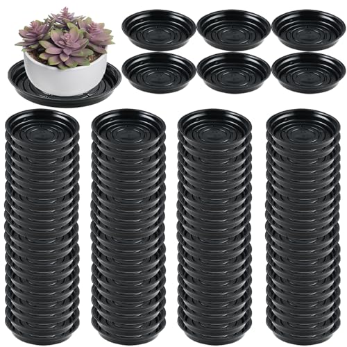 100 Packs 6 Inches Large Plant Saucers for Indoor Outdoor Use Heavy Duty Plastic Plant Plate Dish for Planter Bulk Round Flower Pot Drip Trays to Catch Water 4 to 20 Inch, Black - color: Black/ 100 packs, size: 6 inches