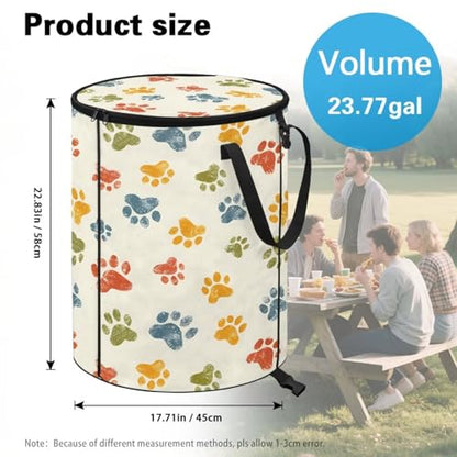 BIGCARJOB Footprint Outdoor Trash Can with Lid, Foldable Trash Can Collapsible Pop Up Garbage Bin Waste Basket Storage for Travelers Camper Trailer - color: Footprint