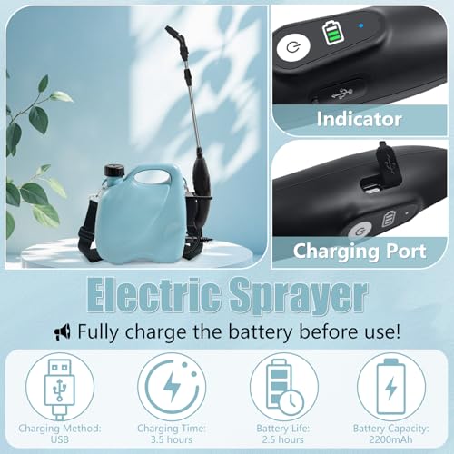 Battery Powered Sprayer 1.35 Gallon, Electric Pump Garden Sprayer in Lawn - size: 1.35