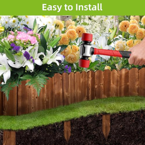 LINSHRY Wood Garden Edging Fence, Flower Bed Edging Borders, 8in H x 4ft L - size: 8in (H) x 4ft (L)