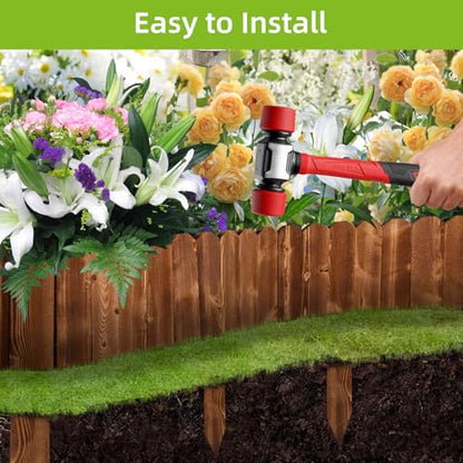 LINSHRY Wood Garden Edging Fence, Flower Bed Edging Borders, 8in H x 4ft L - size: 8in (H) x 4ft (L)