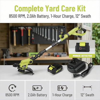 KITLUCK Electric Weed Wacker, 20V Cordless String Trimmer, Lawn Edger Tool