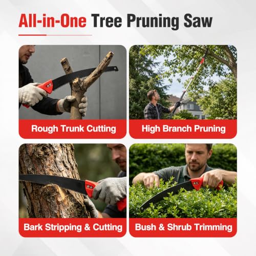 20FT Reach Tree Trimmer, Telescoping Manual Pole Saw - style: 4FT-12FT - Telescoping Pole with Saw