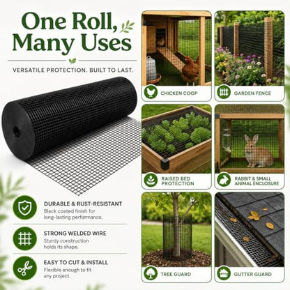 Black Hardware Cloth 1/2 in. x 3 ft. x 100 ft. 19-Gauge - size: 1/2'' x 36'' x 100'