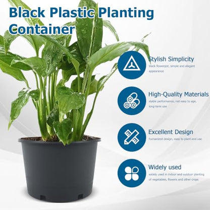 Planter Nursery Pots 5 Gallon Pots for Plants 10Pack - color: Black, size: Round-13inch-10pcs