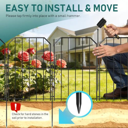 Goovilla Garden Fence, Total 10ft(L) x 24in(H), 10 Pcs, Rustproof Metal - size: Square arch