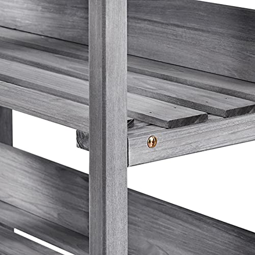 Topeakmart Potting Bench, Metal Top Garden Table for Outdoors,Gray - color: Gray