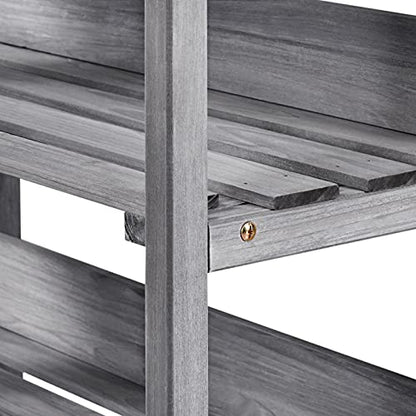 Topeakmart Potting Bench, Metal Top Garden Table for Outdoors,Gray - color: Gray