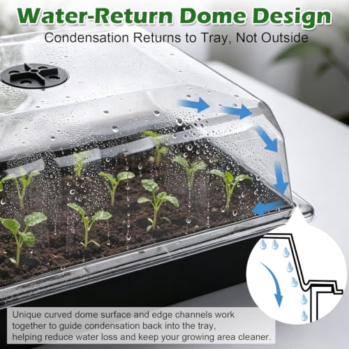 8-Pack Seed Starting Trays with 4" Humidity Dome, Water-Return Design - size: 8p Trays+Domes