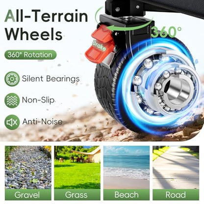 46" L Collapsible Foldable Extended Wagon, 500LB Weight Capacity with 280L Heavy Duty Folding Cart,Utility Wagon with All-Terrain Beach Wheel & Drink Holders,Gray - color: Dark Gray