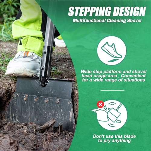 Suchtale Flat Shovel, 11-Inch Floor Scraper, Long Handle Weed Scraper