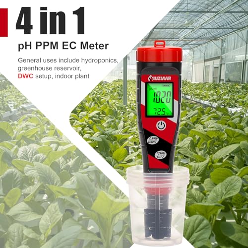 UIUZMAR Digital pH Meter pH TDS EC Meter for Hydroponic Solution - color: Black