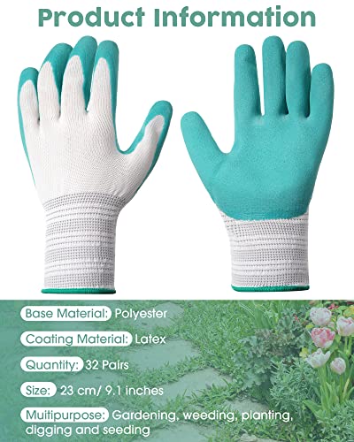 Potchen 32 Pairs Garden Gloves for Women Ladies' Gardening Gloves Bulk