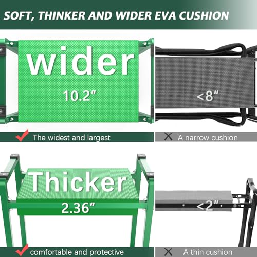 Garden Kneeler and Seat, 10.2" Wider Heavy Duty Thick for Kneeling and Seat - color: Green
