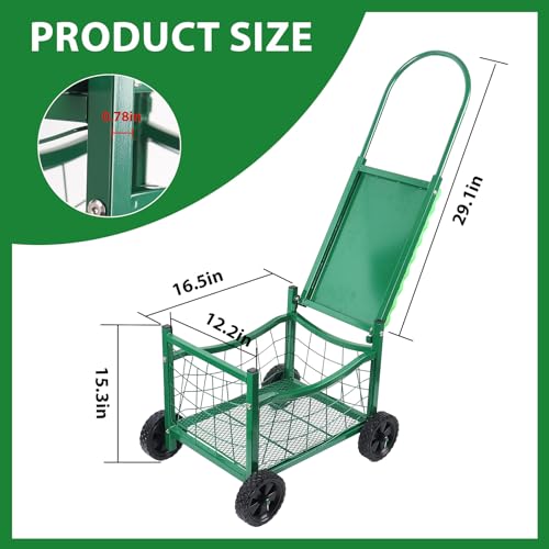 Garden Work Chair with Wheels, Heavy-Duty Gardening Cart with Seat - Garden Stool with Wheels for Lawns, Patios and Backyard Gardening, Hold Max. 350lbs