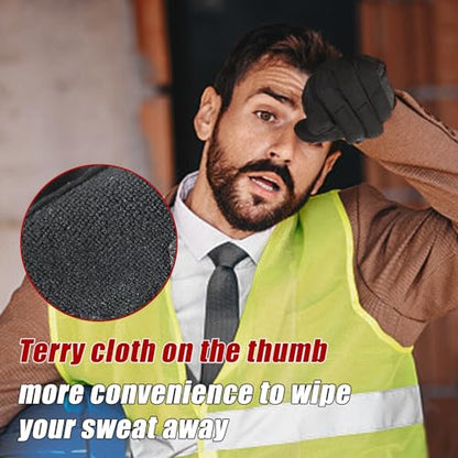 HANDLANDY Mens Work Gloves Touch screen, Utility Mechanic Gloves, Flexible Breathable Fit- Padded Knuckles & Palm - color: Black, size: Medium