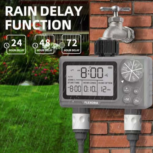Digital programmable Water Timer, Hose Watering Timer for Garden, Dual outlets