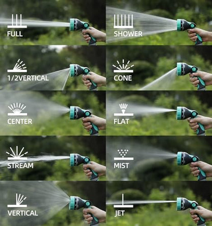 Garden Hose Nozzle, Hose Sprayer Nozzle with 10 Patterns & Thumb Control - color: Green