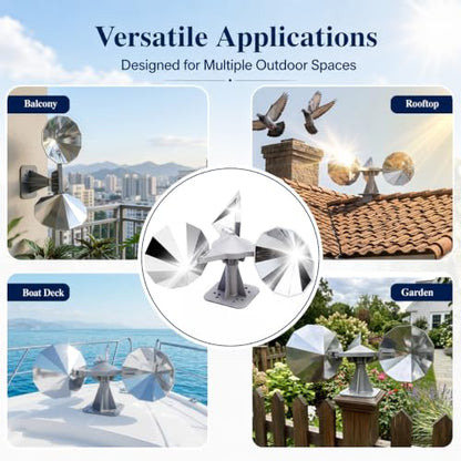 4 Pack Bird Scare Reflective Device, Wind Spinner with ABS Base - size: 4P