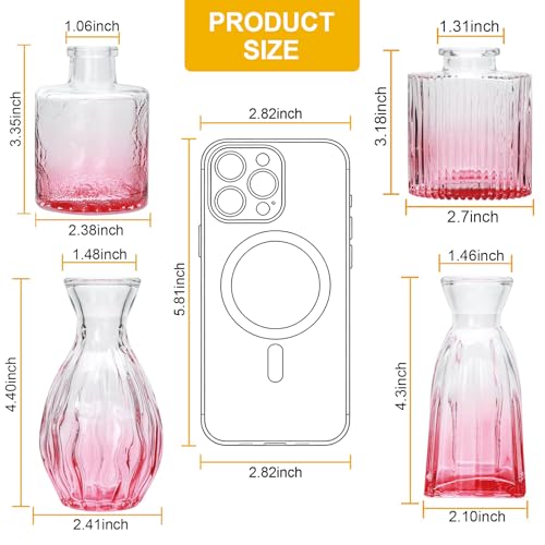 Glass Bud Vases Set of 4, Small Pink Flower Vases for Wedding Centerpieces - color: Pink