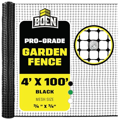 Plastic Garden Fence 4'x100' Black, Mesh Roll for Dog Deer Rabbit Barrier - color: Black, size: 4' x 100'