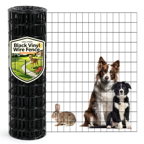 PVC Coated Welded Wire Mesh 16GA 48in x 50ft, 2x3 Mesh Black Fence Roll - color: 16GA 48''×50'