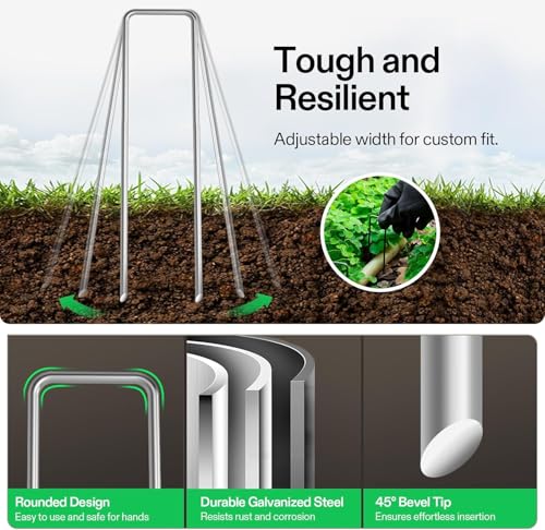 Petgrow 6 Inch Garden Stakes Galvanized Landscape Staples,U-Type Staples - size: 100 PACK