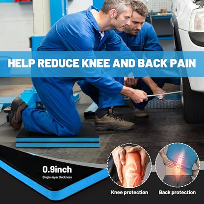 Foldable Mechanic Mat Kneeling Pad, 0.9" Extra Thick EVA Foam,Blue - color: BLUE & BLACK