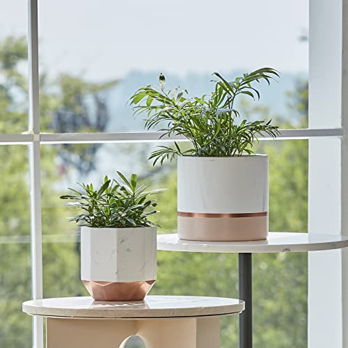 LA Jolie Muse Ceramic Flower Pots, 6.7 & 5.4 Inch Indoor Plant Pot Set of 2 - color: 6.7"+5.4"-white Pink