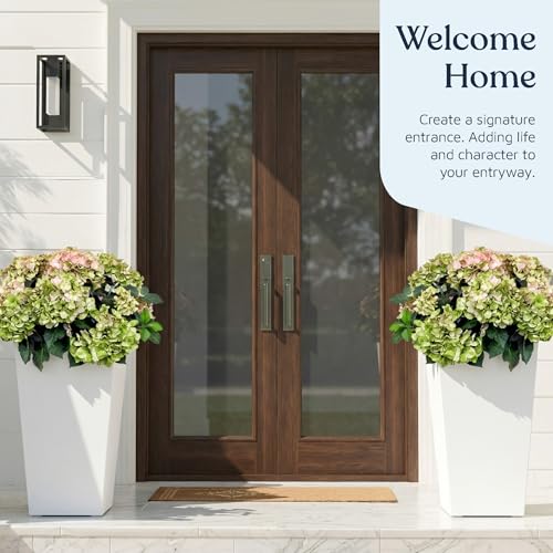 Resin Tall Tapered Planter Pot 30 Inch (Set of 1) Heavy-Duty Indoor & Outdoor Large Planter for Trees & Plants, with Removable Insert Shelf & Drainage, Pot for Front Door, Patio & Home Décor, White - color: White, size: Pack of 1