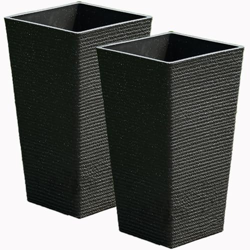 2 Sets Tall Black Planters for Porch Patio,Front Door Decor 21" H - color: Black