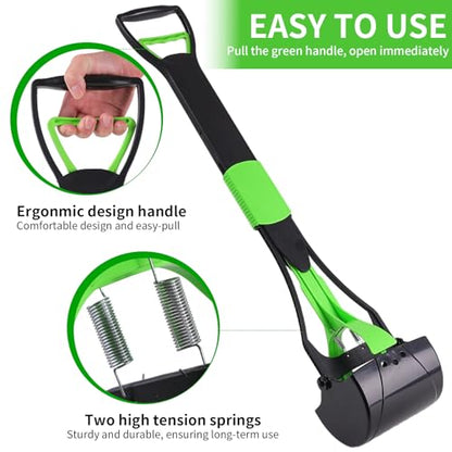 ienjoyed 36“ Large Dog Pooper Scooper for Large Dogs Heavy Duty, Non-Breakable Dog Poop Scooper with Wide Handle for Grass, Gravel, Durable Dog Poop Pick Up Tool, Long Handled Poop Grabber (Green) - color: 36-inch(Green)