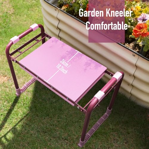 Folding Garden Stool and Kneeler, Heavy Duty Garden Kneeler and Seat, Kneeling Device for Gardening, Gardeners and Seniors (Purple) - color: Purple