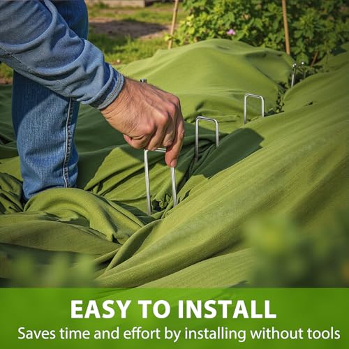 Landscape Staples 8 Inch, 12/25/50/100 Pack U-Shaped Galvanized Garden Stakes, 8 Gauge Heavy Duty Ground Stakes for Outdoor Decorations, Fixed Irigation Tubing, Fence,Weed Barrier Fabric - size: 8inch