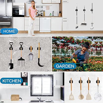 JAMEND CLXP 3PCS Broom and Mop Holder, Heavy Duty Garden Tool Organizer Rack Rake and Shovel Handle, Stainless Steel Mop Hanger. Wall Mounted Utility Rack with Screws, Matte Black - color: Matte Black, size: 3
