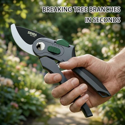 8" Bypass Pruning Shears, SK5 Steel Pruning Shears for Gardening, Garden Clippers with 2-Position Adjustable Jaw for Thick Branches, Landscaping - style: 8'' adjustable pruning shears