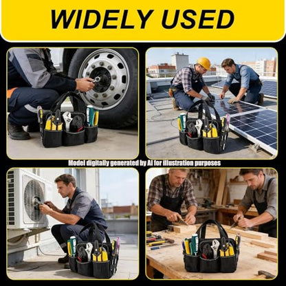 Small Tool Bag, Close Top Wide Mouth Tool Organizer Bag, Large Tool Bags - color: Black-1, size: 12 Inch