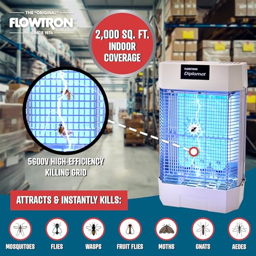 Flowtron Indoor Bug Zapper, 120W UV, Shock Grid, 2000 Sq Ft, UL